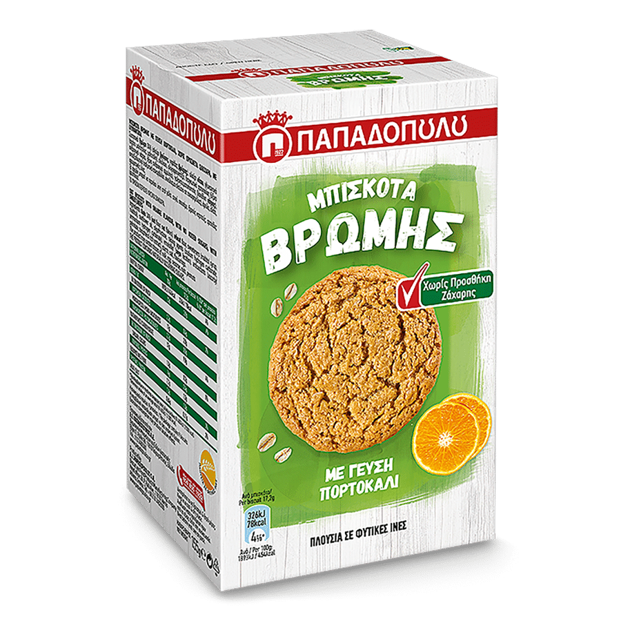 Image of Μπισκότα Βρώμης με γεύση πορτοκάλι χωρίς προσθήκη ζάχαρης