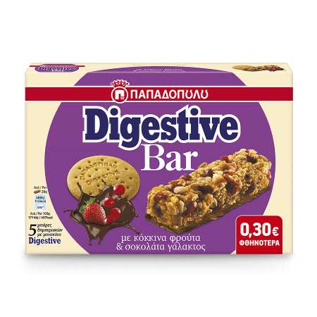 Product Image of Digestive Bar με κόκκινα φρούτα και επικάλυψη με σοκολάτα γάλακτος