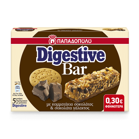 Product Image of Digestive Bar with milk chocolate chips and milk chocolate coated base