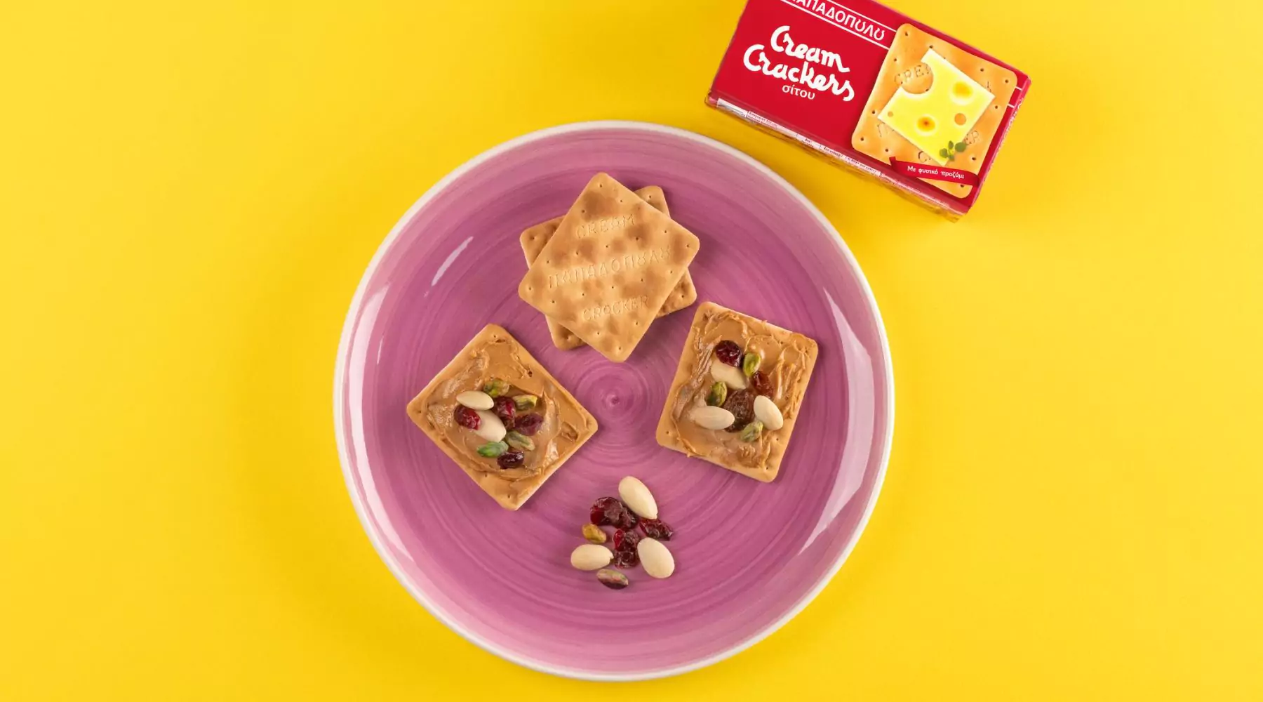 Top slider image for Πρωινό για ενέργεια με Cream Crackers, φιστικοβούτυρο και ξηρούς καρπούς
