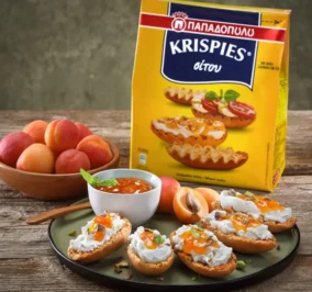 image for KRISPIES Παπαδοπούλου με μαρμελάδα βερίκοκο και κατσικίσιο τυρί