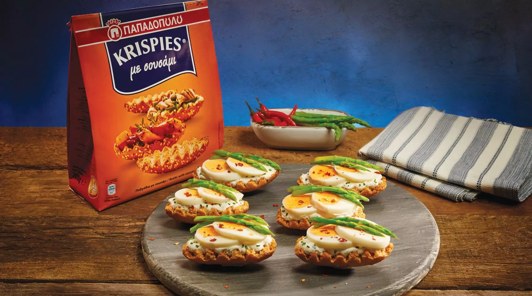Top slider image for Αυγά με σάλτσα γιαούρτι-σχοινόπρασο σε KRISPIES Παπαδοπούλου με σουσάμι