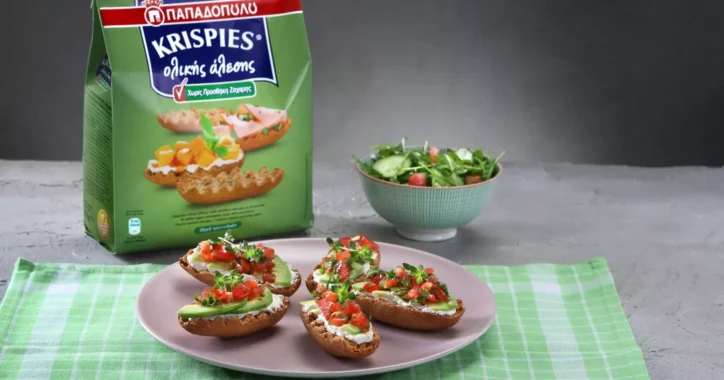image for KRISPIES Παπαδοπούλου ολικής άλεσης με τυρί κρέμα και αβοκάντο