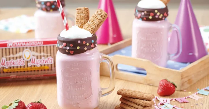 image for Milkshake φράουλα με μπισκότα Μιράντα