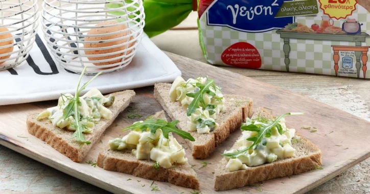 image for Open sandwich με Τοστ Γεύση2 Παπαδοπούλου Ολικής, αυγοσαλάτα και ρόκα