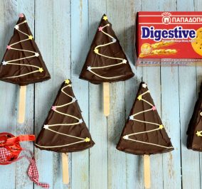 image for Cheesecake pops χριστουγεννιάτικα δέντρα με Digestive Παπαδοπούλου