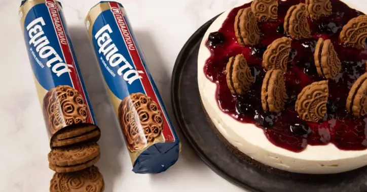 image for Cheesecake με μπισκότα Γεμιστά Παπαδοπούλου με σοκολάτα και μαρμελάδα