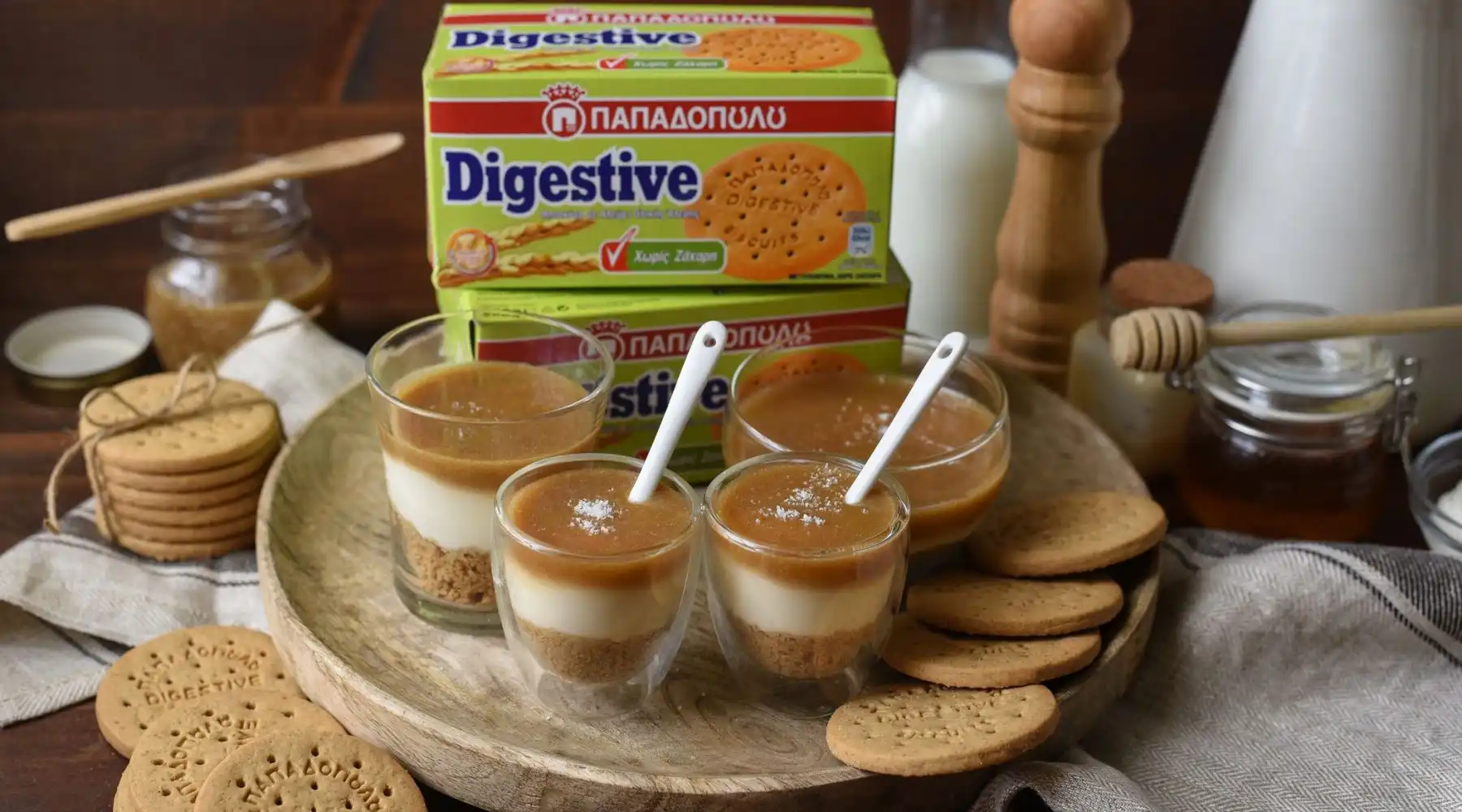 Featured image for Cheesecake cups με healthy salted caramel και Digestive Παπαδοπούλου χωρίς ζάχαρη
