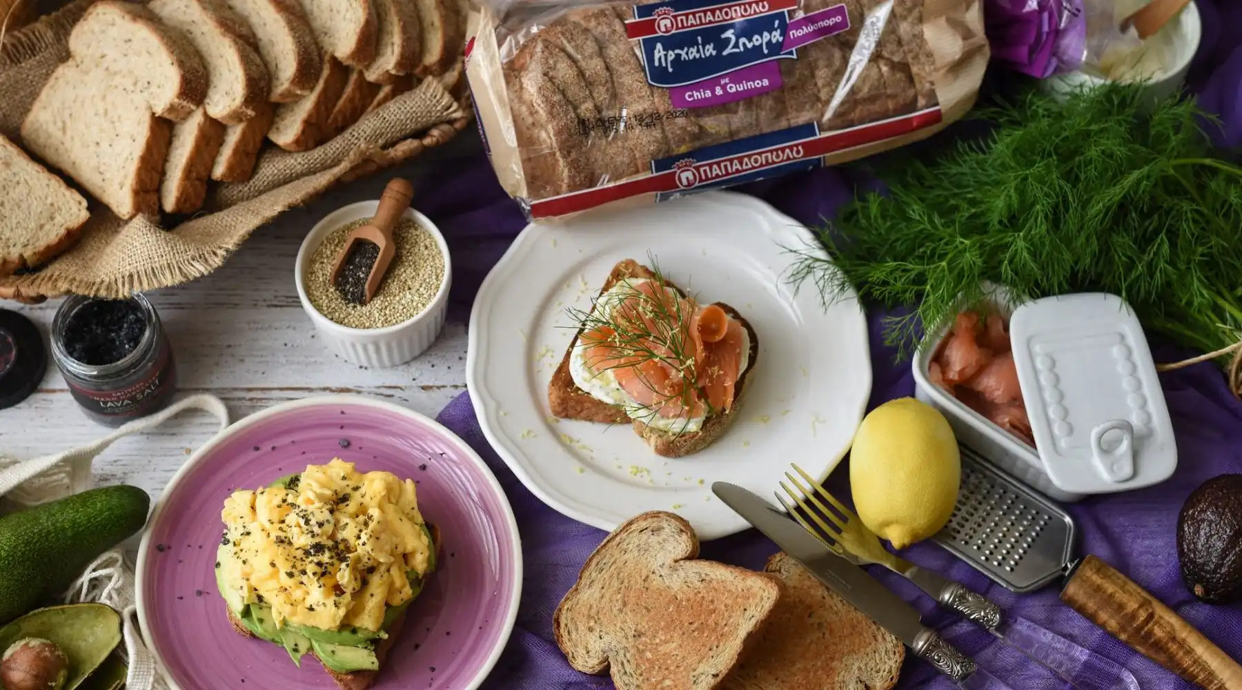 Featured image for Brunch με ψωμί Αρχαία Σπορά με chia και κινόα