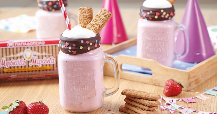 image for Milkshake φράουλα με μπισκότα Μιράντα