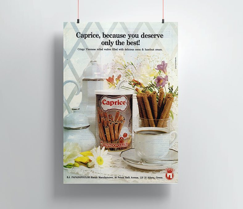 Ad for then-new product Papadopoulos Caprice from the 1970s