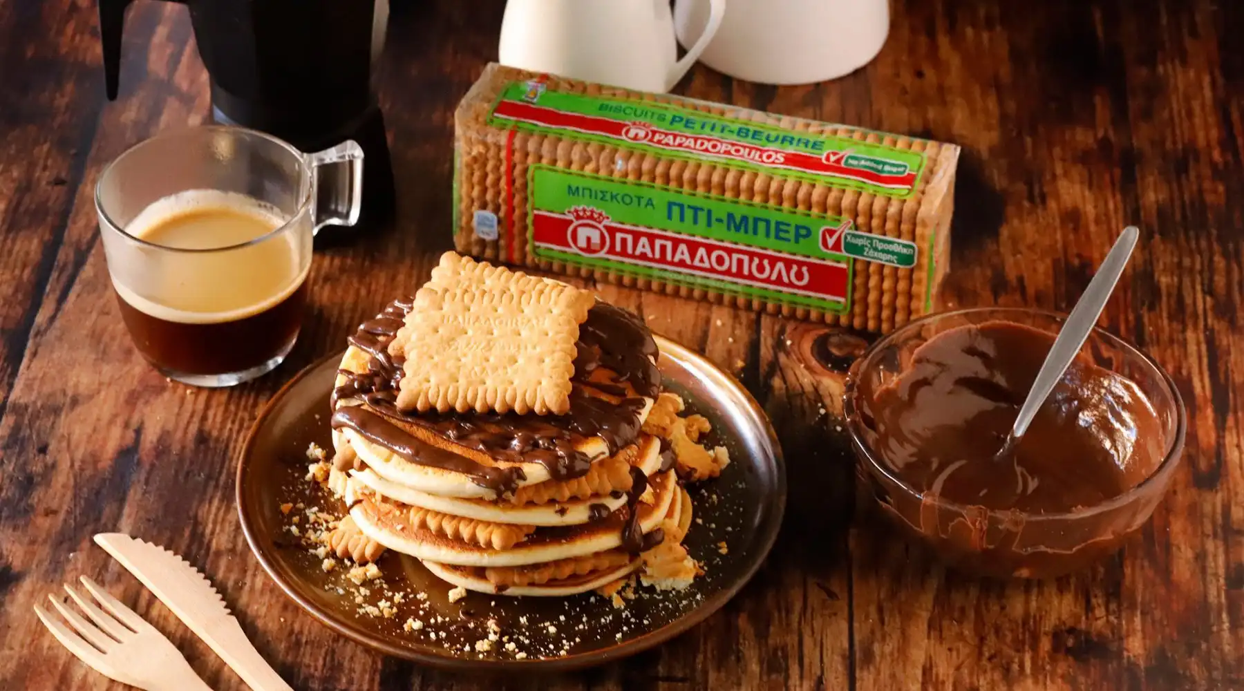 Top slider image for Pancakes χωρίς ζάχαρη με ταχίνι κακάο και Πτι-Μπερ χωρίς προσθήκη ζάχαρης