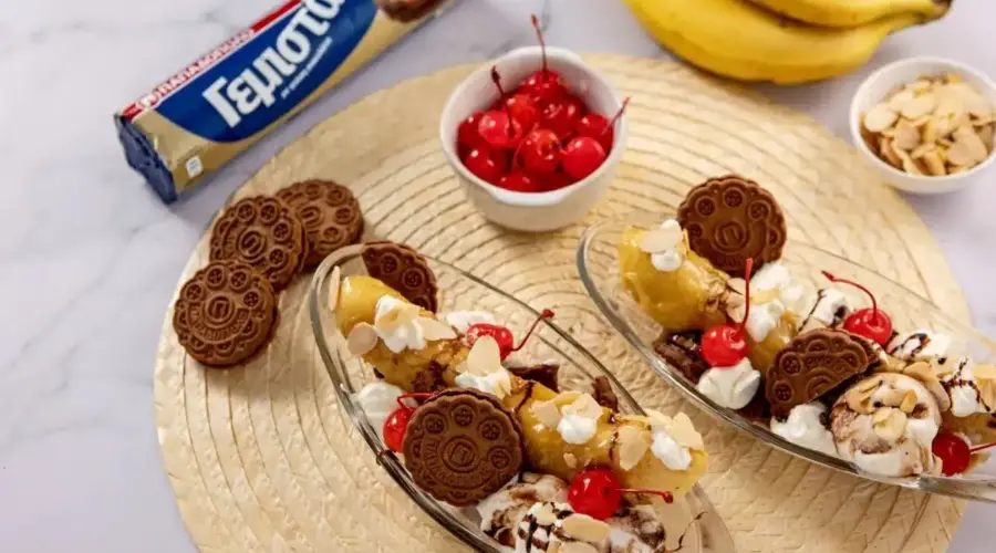 Top slider image for Μπανάνα σπλιτ με Γεμιστά Σοκολάτα και καραμελωμένες μπανάνες