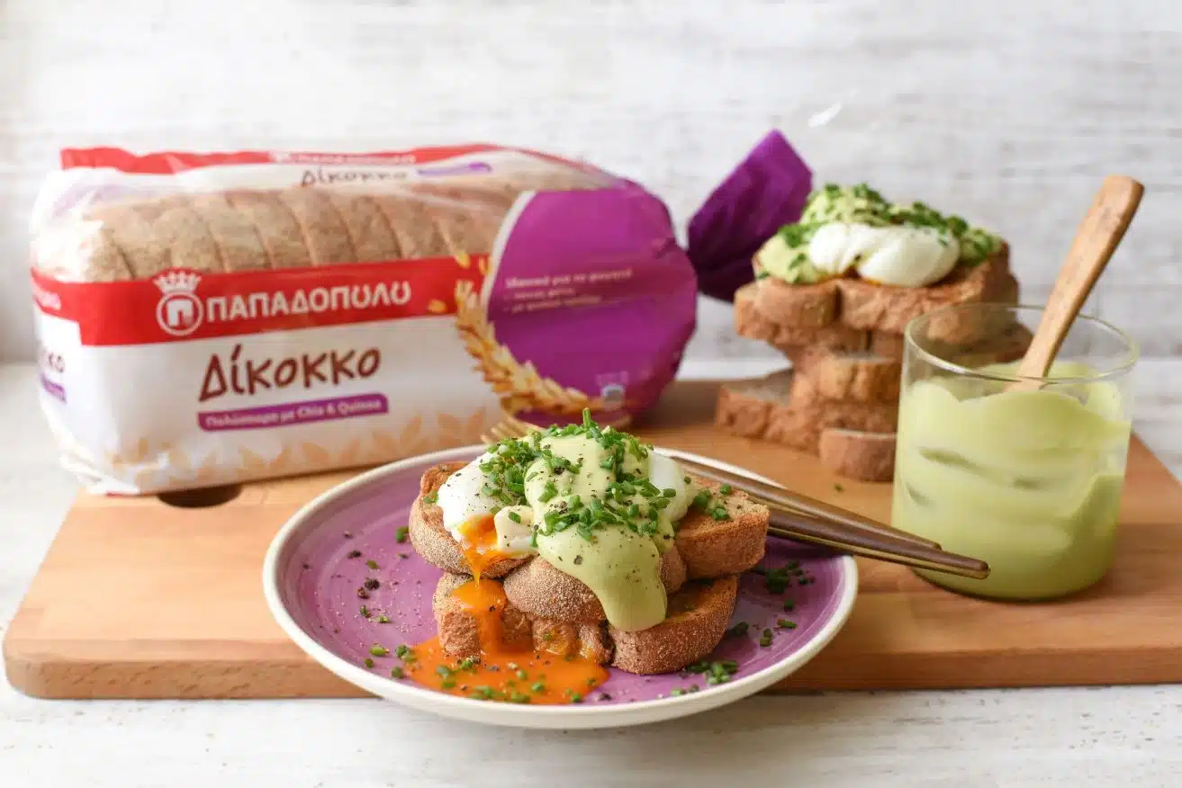 Top slider image for Αυγά Benedict με hollandaise αβοκάντο με Ψωμί Δίκοκκο Πολύσπορο με Chia & Κινόα