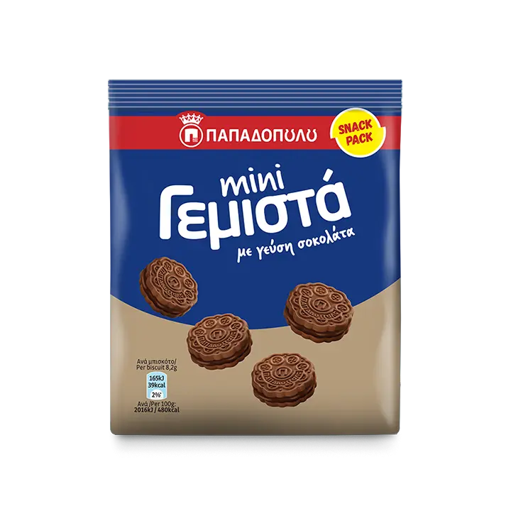 Image of Mini sandwich biscuits with chocolate flavored cream