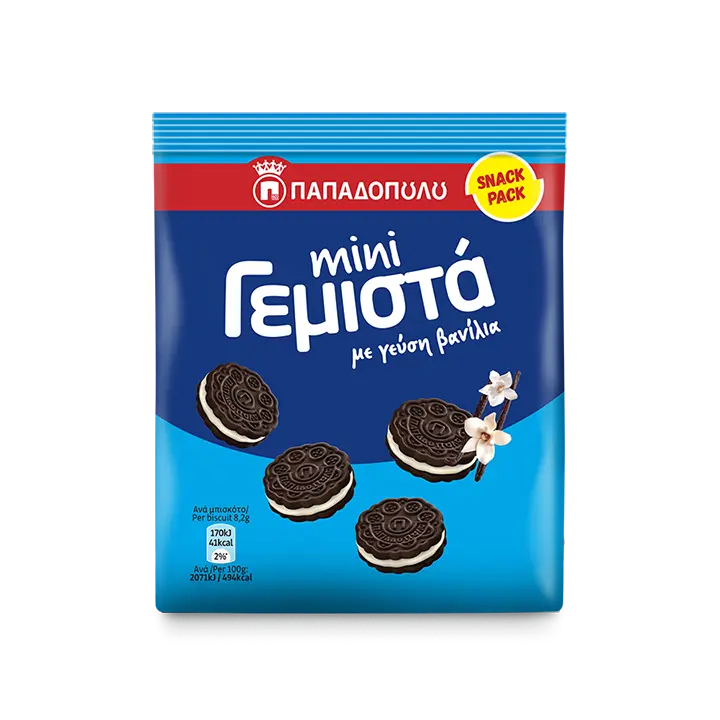 Image of Mini sandwich biscuits with vanilla flavored cream