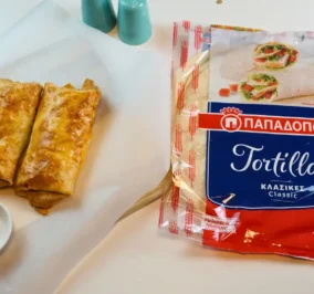 image for Σπανακοτυροπιτάκια με Tortillas Παπαδοπούλου Κλασικές στο Air Fryer