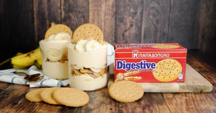 image for Πουτίγκα μπανάνα με Digestive Παπαδοπούλου και κρέμα βανίλιας