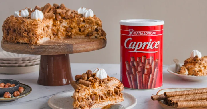 image for Τραγανό «κέικ» μαρέγκας με καραμέλα και Caprice